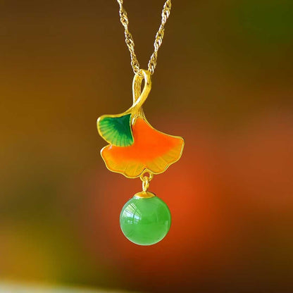 S925 Silver Inlaid Nephrite Green Jade "Apricot Blossoms for You" Jewelry Set - jewelry - weilin.com