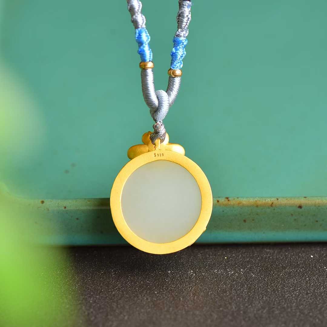 S925 Silver Inlaid Nephrite "Morning Flowers Collected at Dusk" Sweater Chain - jewelry - weilin.com