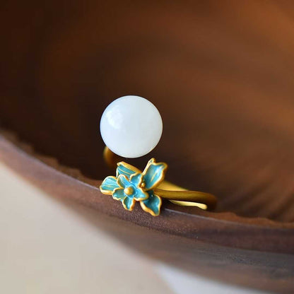 S925 Sterling Silver Hetian Jade "Spring" Three - Piece Jewelry Set - Jewelry Weilin