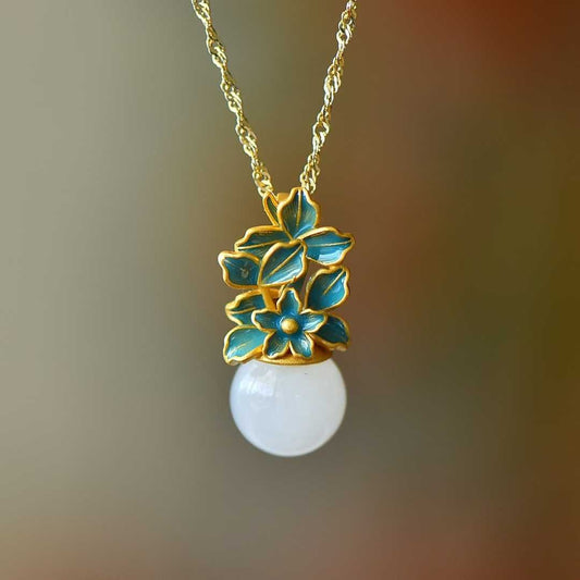 S925 Sterling Silver Hetian Jade "Spring" Three - Piece Jewelry Set - Jewelry Weilin