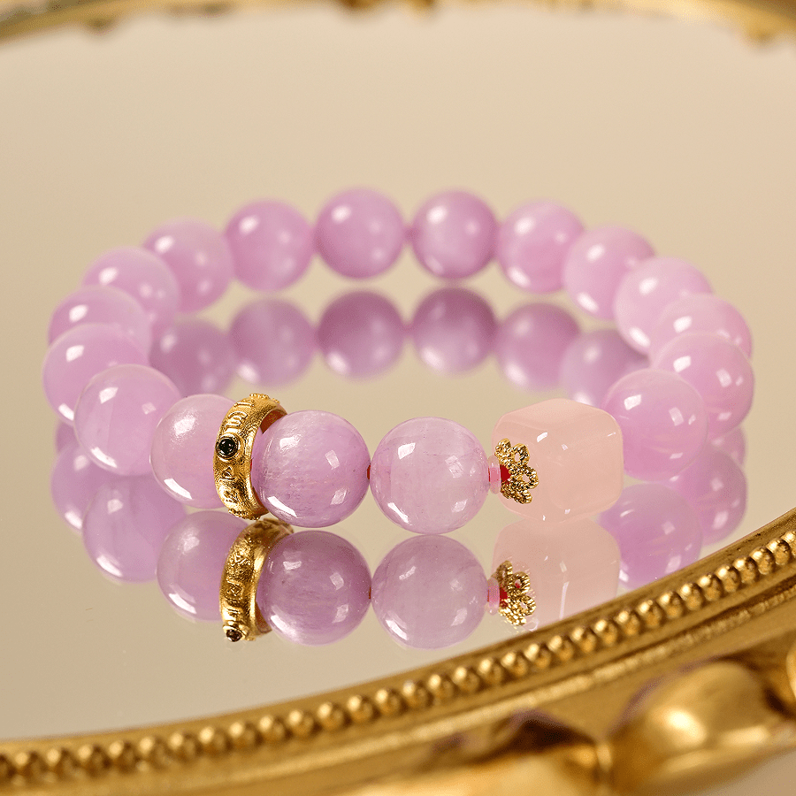 Silver purple spodumene single plant multi - treasure bracelet - jewelry - weilin.com