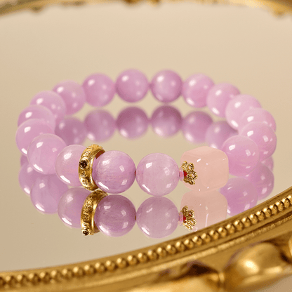 Silver purple spodumene single plant multi - treasure bracelet - jewelry - weilin.com