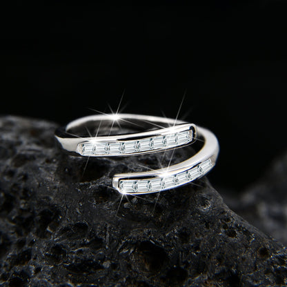 Simple design cubic zirconia open ring - jewelry - weilin.com