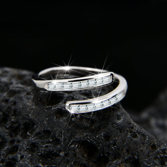 Simple design cubic zirconia open ring - jewelry - weilin.com