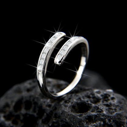 Simple design cubic zirconia open ring - jewelry - weilin.com