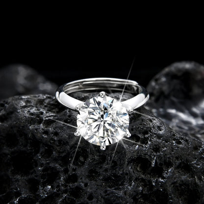 Simple high - end design six - claw zircon open ring - jewelry - weilin.com