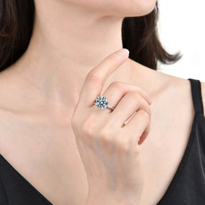 Simple high - end design six - claw zircon open ring - jewelry - weilin.com