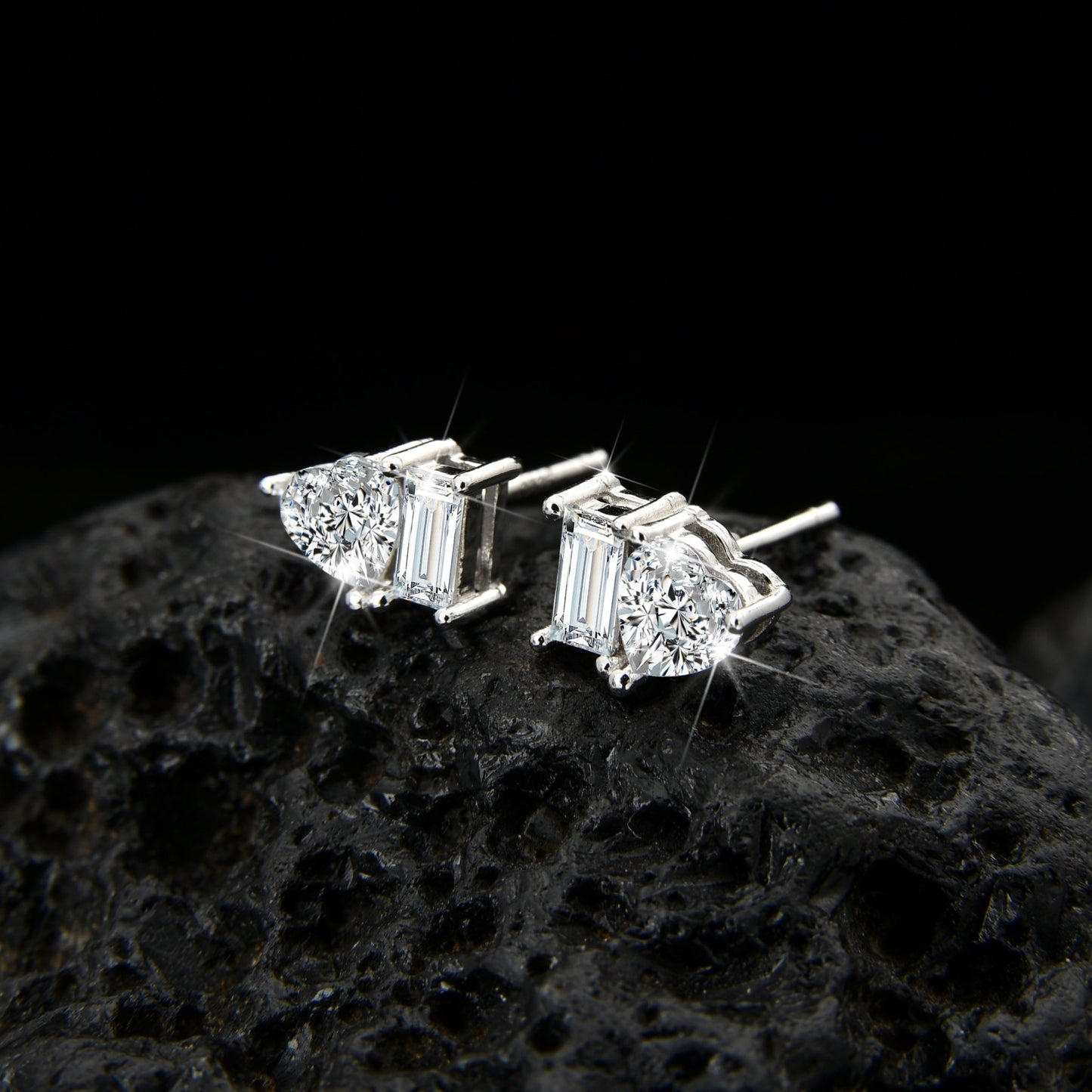 Simple high - end peach heart cubic zirconia earrings - jewelry - weilin.com