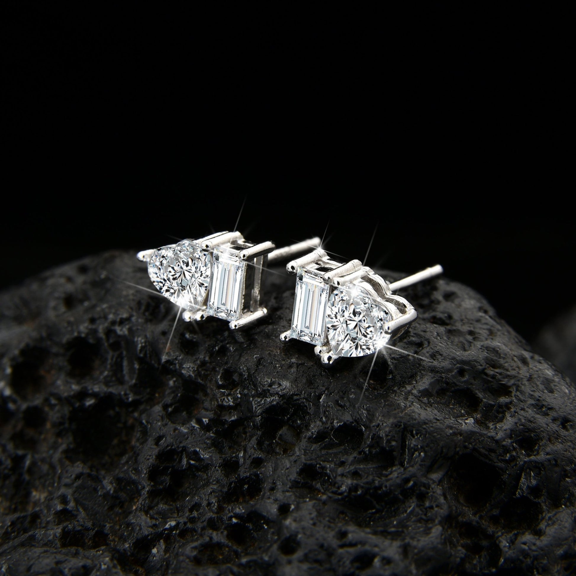 Simple high - end peach heart cubic zirconia earrings - jewelry - weilin.com