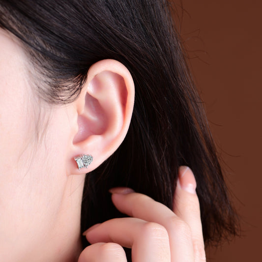 Simple high - end peach heart cubic zirconia earrings - jewelry - weilin.com