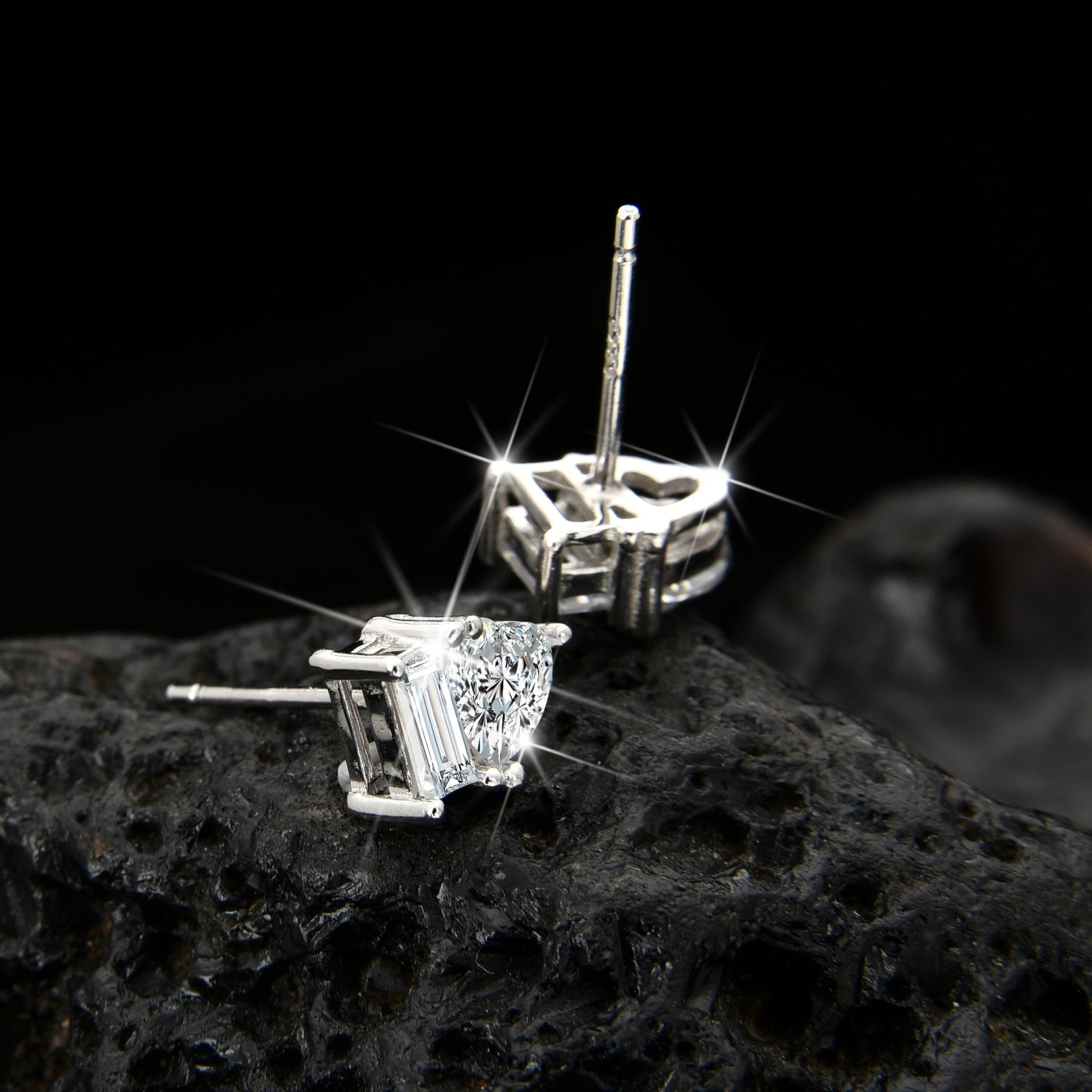 Simple high - end peach heart cubic zirconia earrings - jewelry - weilin.com