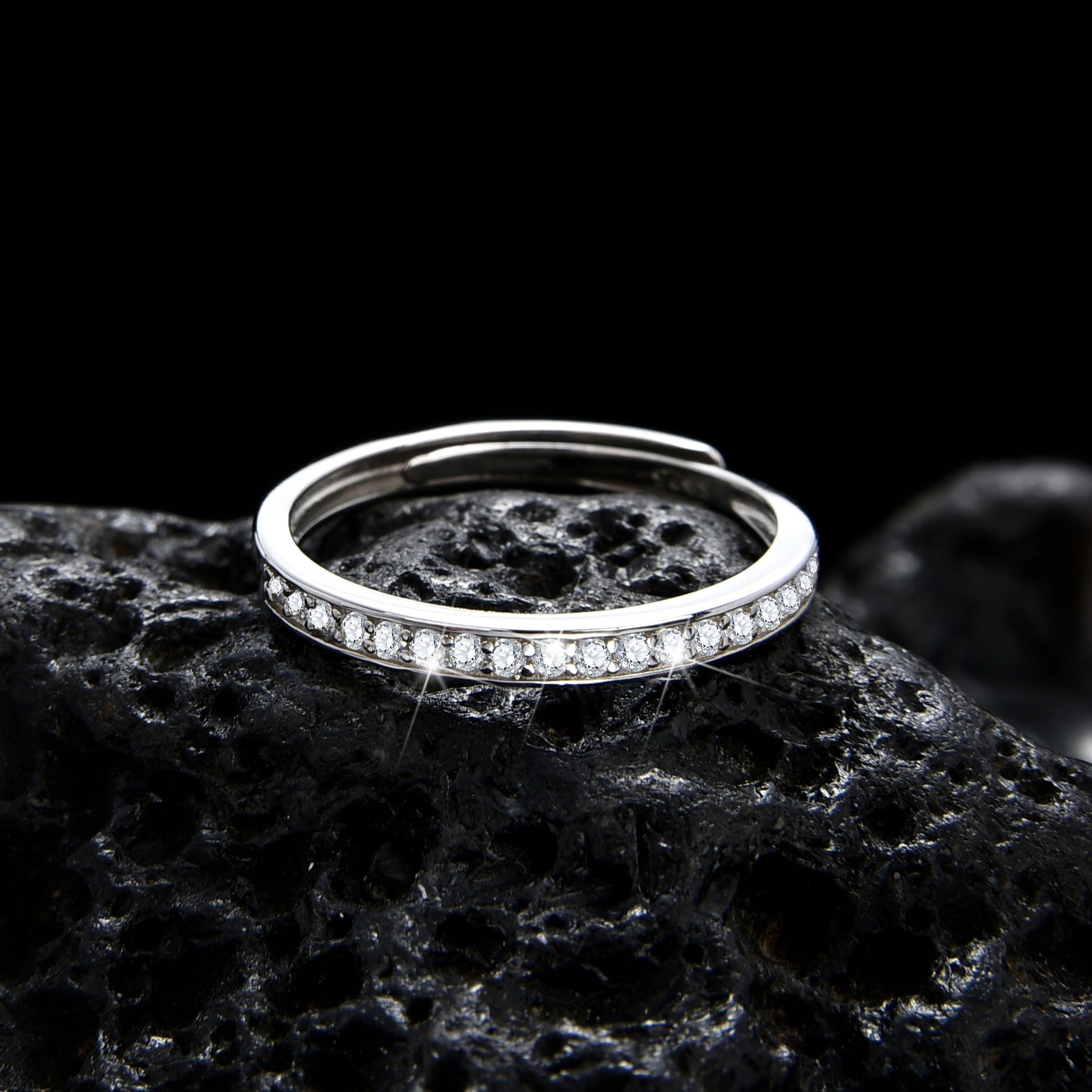 Simple high - end single - loop zircon ring - jewelry - weilin.com