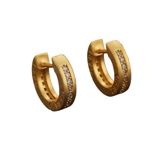 Simple high - end vintage zircon c - shaped earrings - jewelry - weilin.com