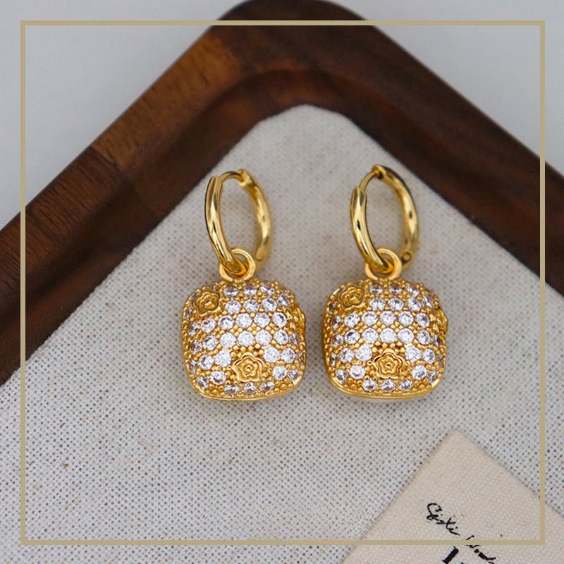 Simple high - grade zircon oil - drop pattern zircon earrings - jewelry - weilin.com