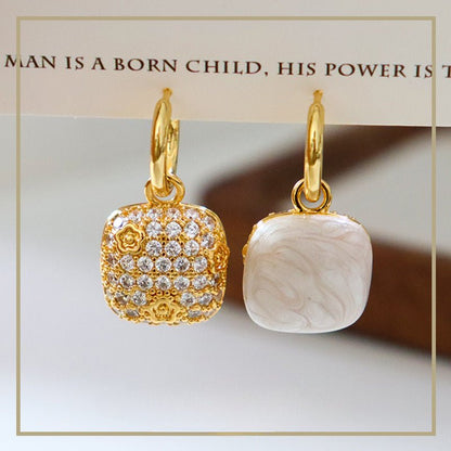 Simple high - grade zircon oil - drop pattern zircon earrings - jewelry - weilin.com