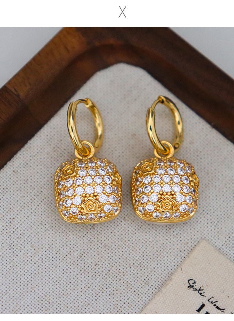 Simple high - grade zircon oil - drop pattern zircon earrings - jewelry - weilin.com