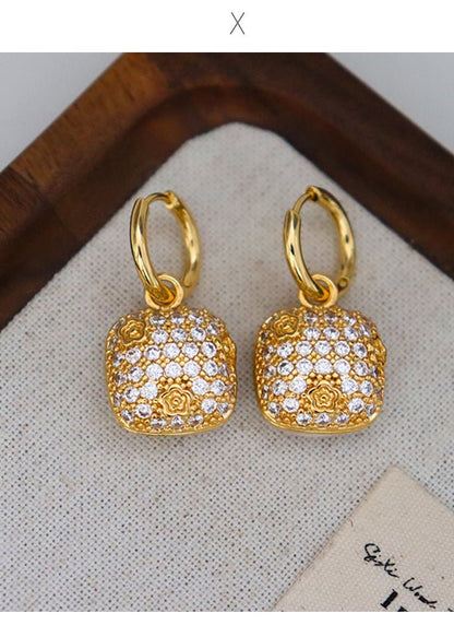 Simple high - grade zircon oil - drop pattern zircon earrings - jewelry - weilin.com