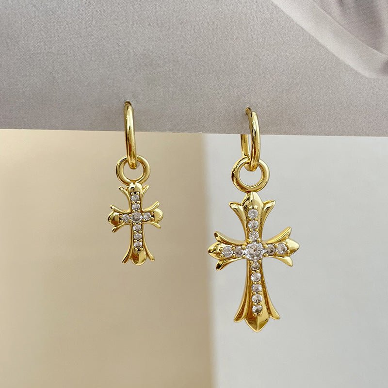 Simple personality retro zircon double cross women's necklace - jewelry - weilin.com