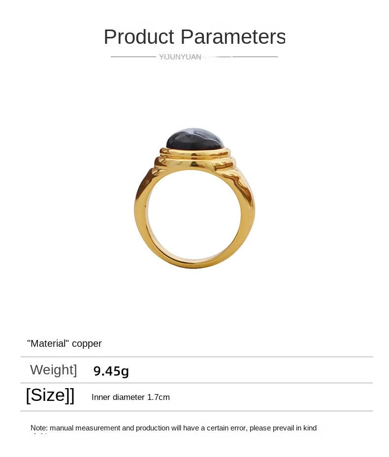 Simple retro fashion design black agate ring - jewelry - weilin.com