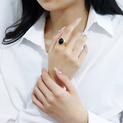 Simple retro fashion design black agate ring - jewelry - weilin.com