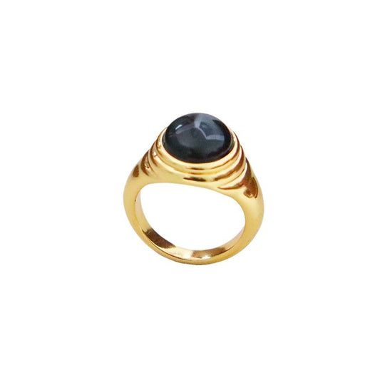Simple retro fashion design black agate ring - jewelry - weilin.com