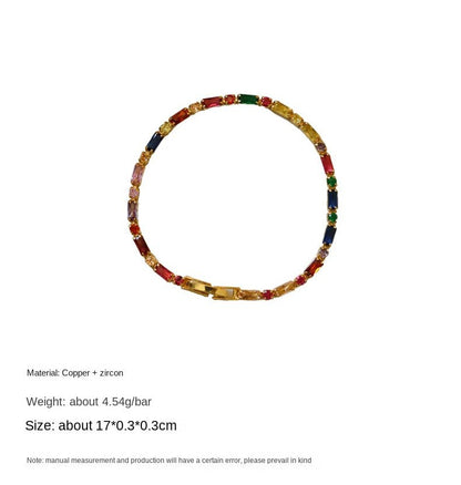 Simple retro personality colorful zircon bracelet - jewelry - weilin.com