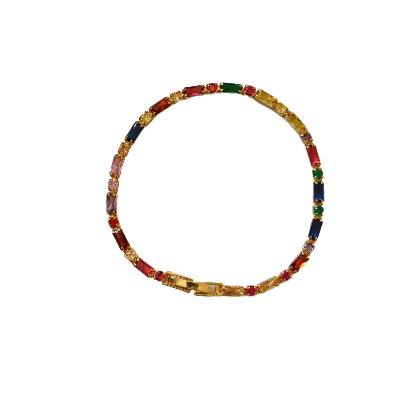 Simple retro personality colorful zircon bracelet - jewelry - weilin.com