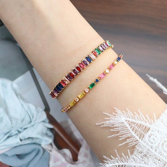 Simple retro personality colorful zircon bracelet - jewelry - weilin.com