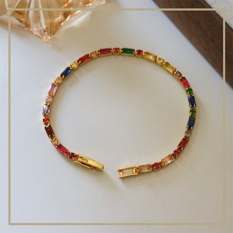 Simple retro personality colorful zircon bracelet - jewelry - weilin.com