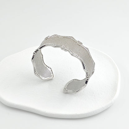 Sparkling Hollow Heart Wide Silver Bracelet for Women - jewelry - weilin.com