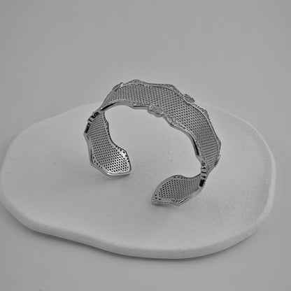 Sparkling Hollow Heart Wide Silver Bracelet for Women - jewelry - weilin.com