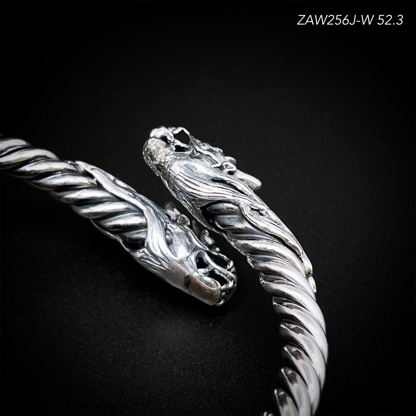 Sterling Silver Double Dragon Head Cross Men's Bracelet - jewelry - weilin.com