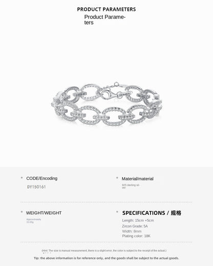 Sterling silver micro - inlaid zircon and full diamond pig nose hollow bracelet - jewelry - weilin.com