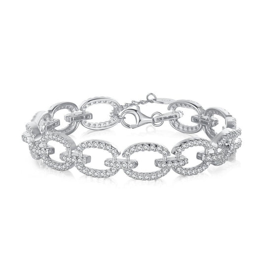 Sterling silver micro - inlaid zircon and full diamond pig nose hollow bracelet - jewelry - weilin.com