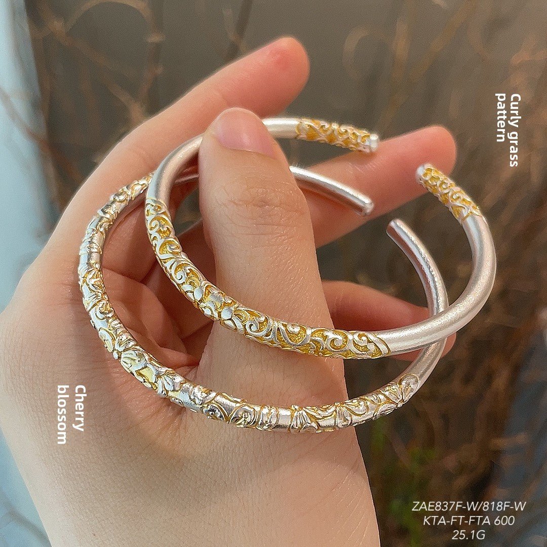 Sterling silver scroll pattern open ring - jewelry - weilin.com