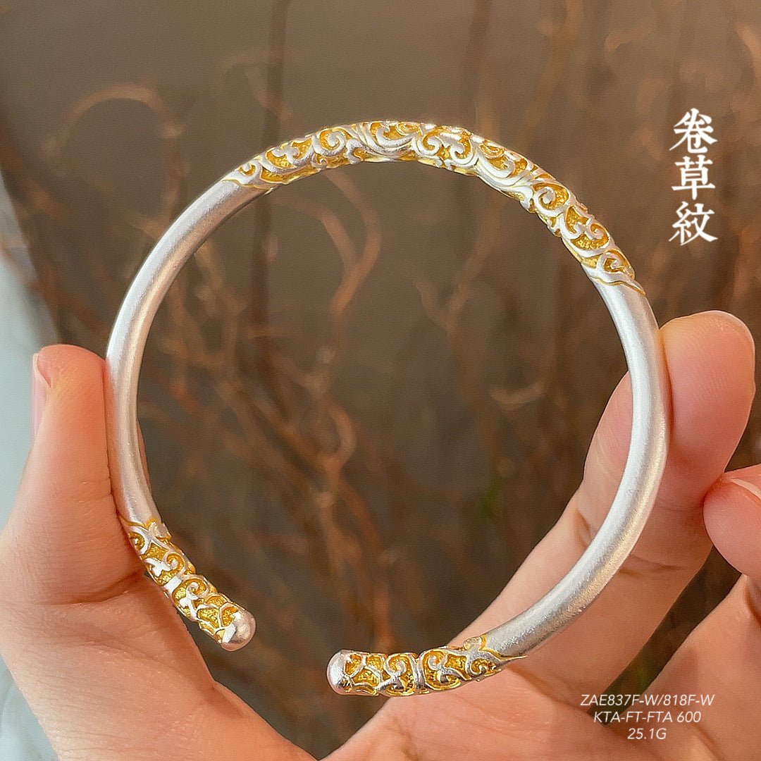 Sterling silver scroll pattern open ring - jewelry - weilin.com
