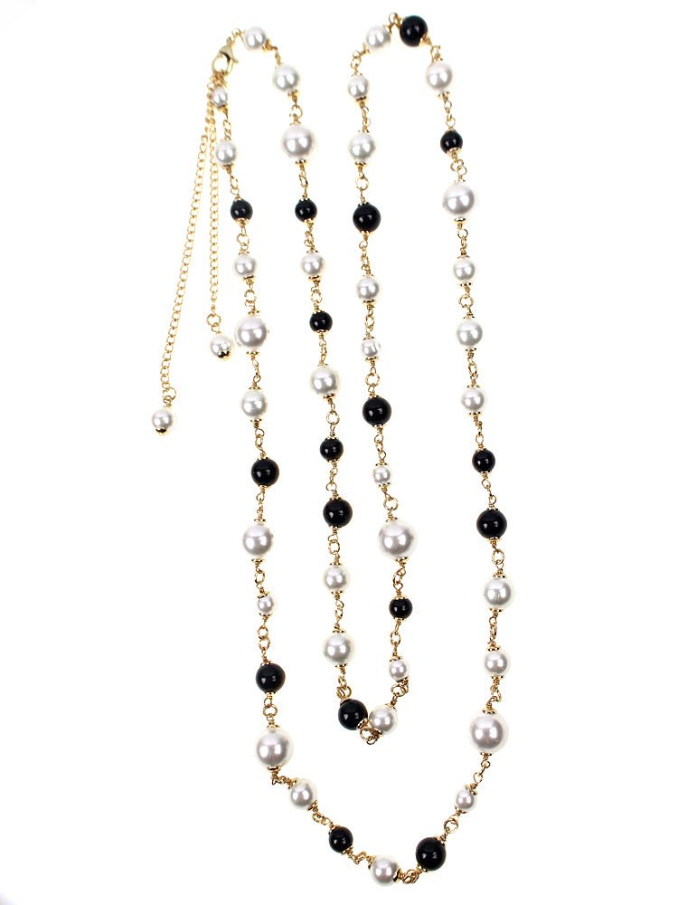 String pearl hip hop necklace - jewelry - weilin.com