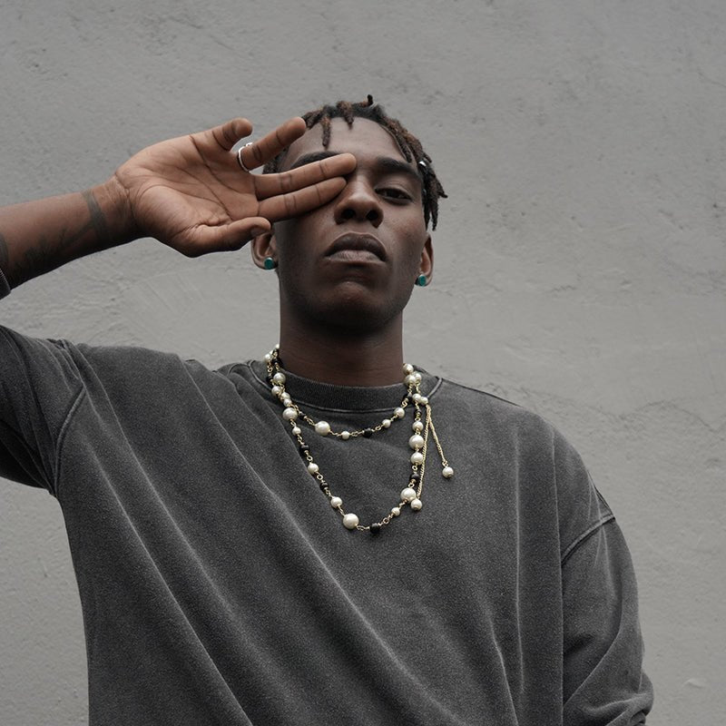 String pearl hip hop necklace - jewelry - weilin.com