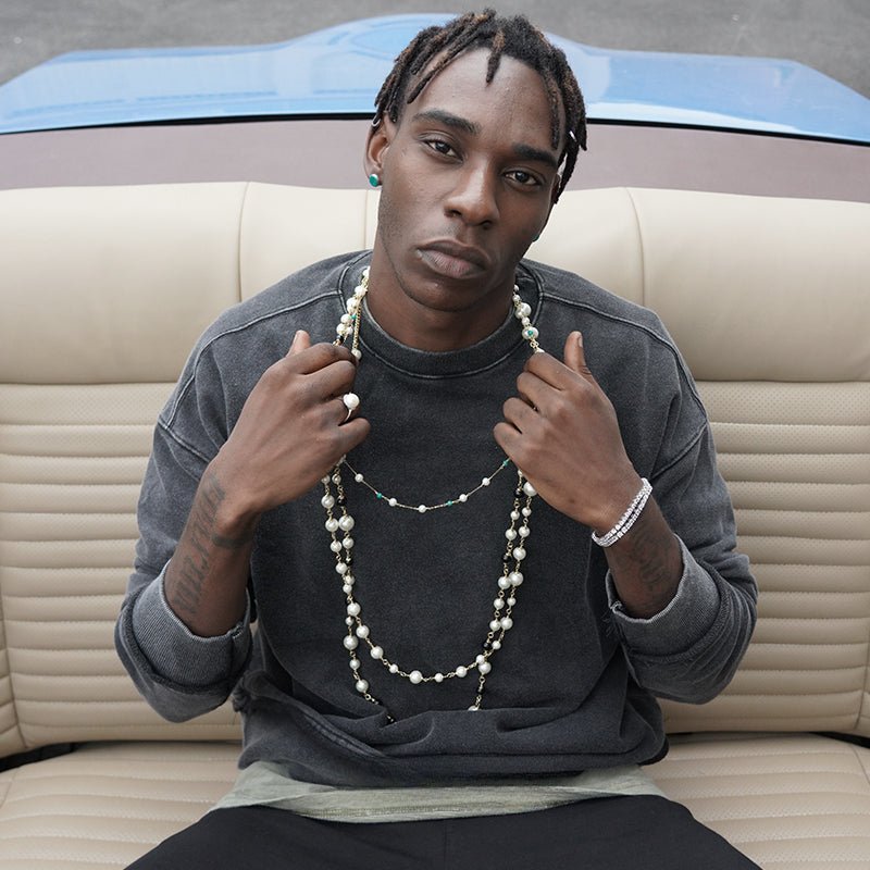 String pearl hip hop necklace - jewelry - weilin.com