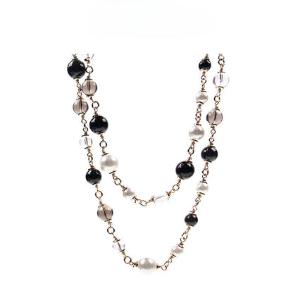 String pearl hip hop necklace - jewelry - weilin.com
