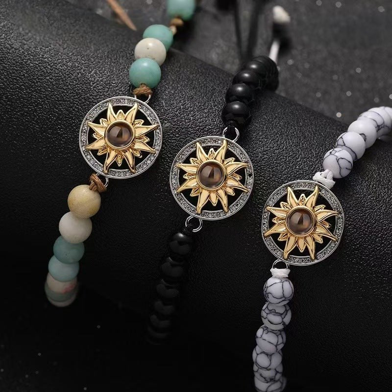 Sunflower photo projection natural stone bracelet - jewelry - weilin.com