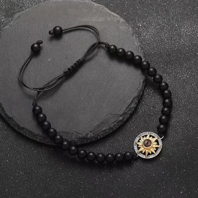 Sunflower photo projection natural stone bracelet - jewelry - weilin.com