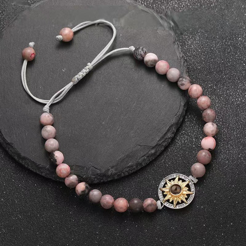 Sunflower photo projection natural stone bracelet - jewelry - weilin.com