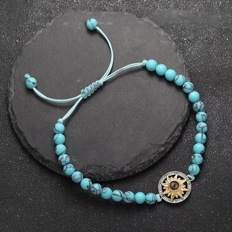Sunflower photo projection natural stone bracelet - jewelry - weilin.com