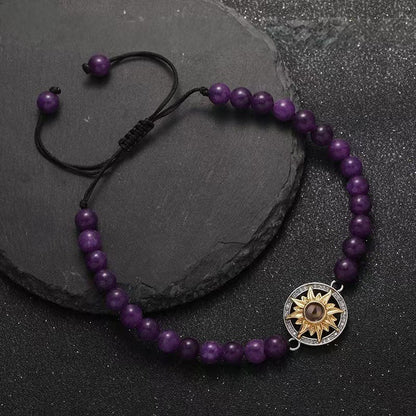 Sunflower photo projection natural stone bracelet - jewelry - weilin.com