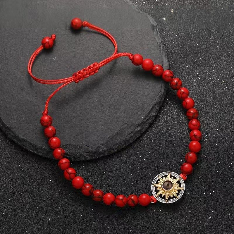 Sunflower photo projection natural stone bracelet - jewelry - weilin.com