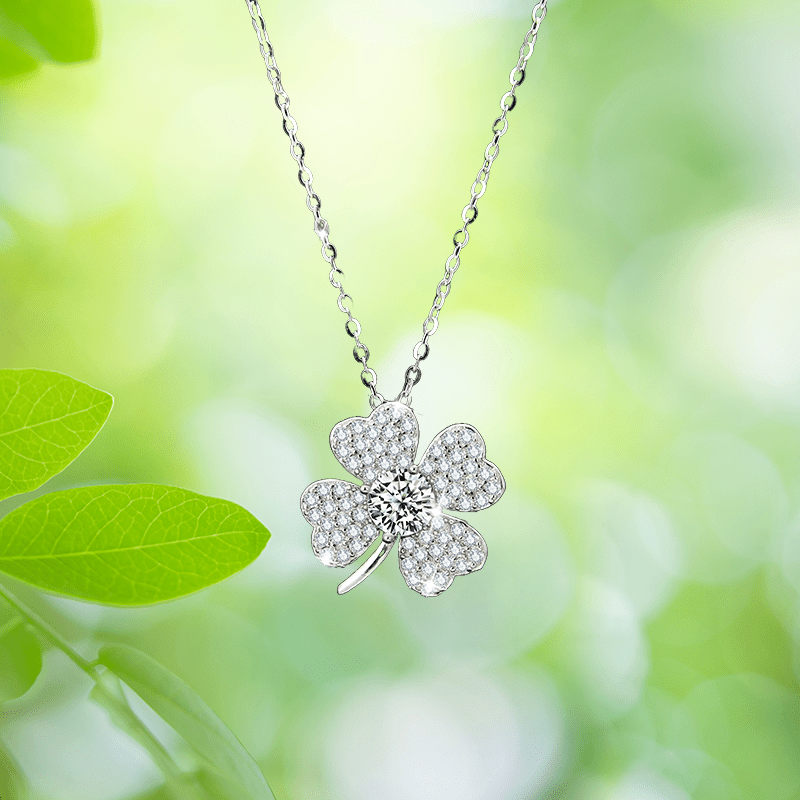 Symbol of luck fashion design clover petal cubic zirconia pendant necklace - jewelry - weilin.com