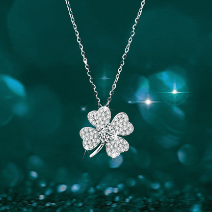 Symbol of luck fashion design clover petal cubic zirconia pendant necklace - jewelry - weilin.com