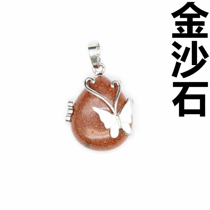 Teardrop Butterfly Shaped Crystal Pendant - jewelry - weilin.com