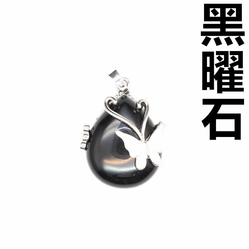 Teardrop Butterfly Shaped Crystal Pendant - jewelry - weilin.com